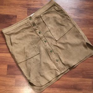 Faux Suede Button Up Skirt